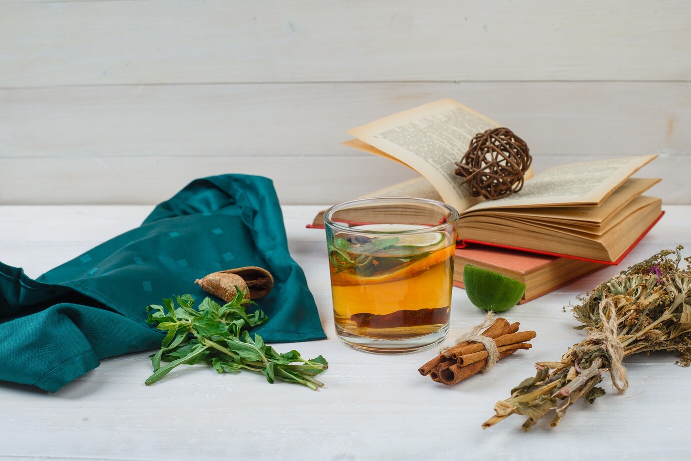  glass of herbal tea garnished with cinnamon